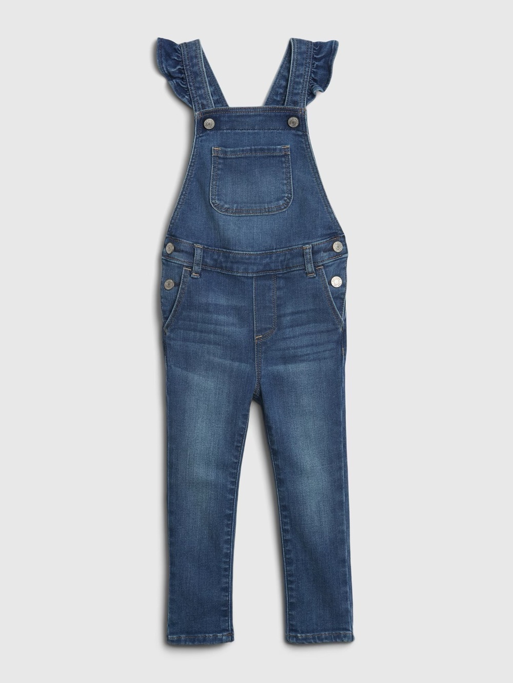 Baby Gap Toddler Denim Ruffle Skinny Overalls with Washwell Size 5T